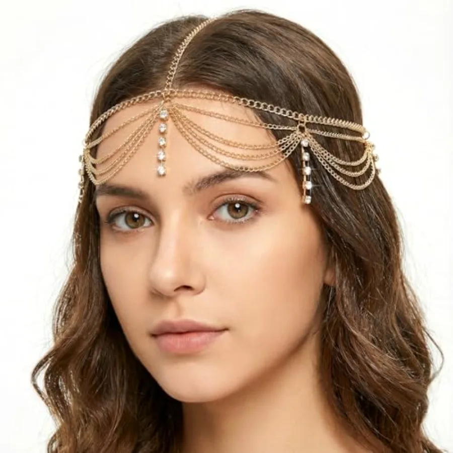 Ethnic Fashion Jewellery - Xindojuz Gold Headpiece, Boho Sequin Gold