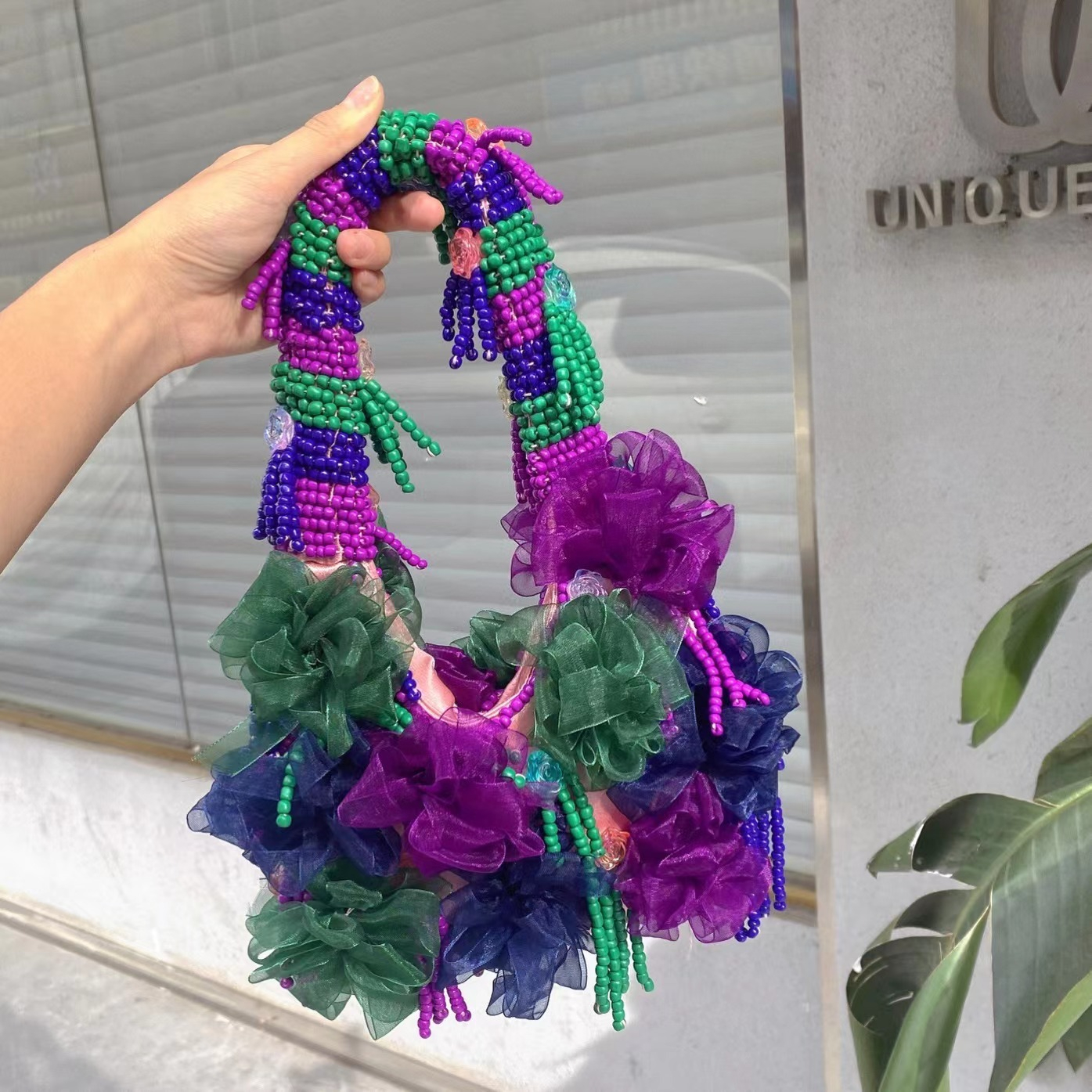 Ethnic Fashion Designer - Purple fashion retro flower beading literary