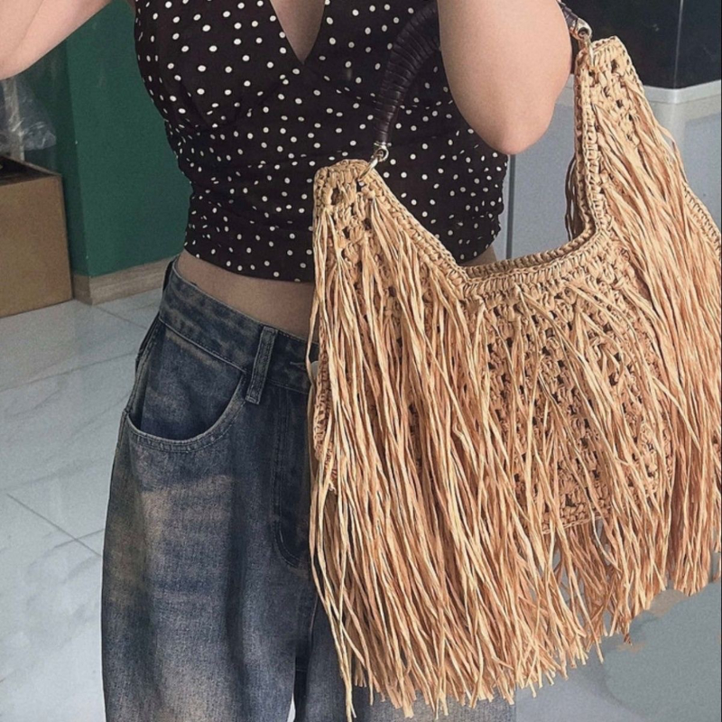 Bohemian Tassel Straw Handbag  - Ethnic Fashion Designer 리뷰 및 가격