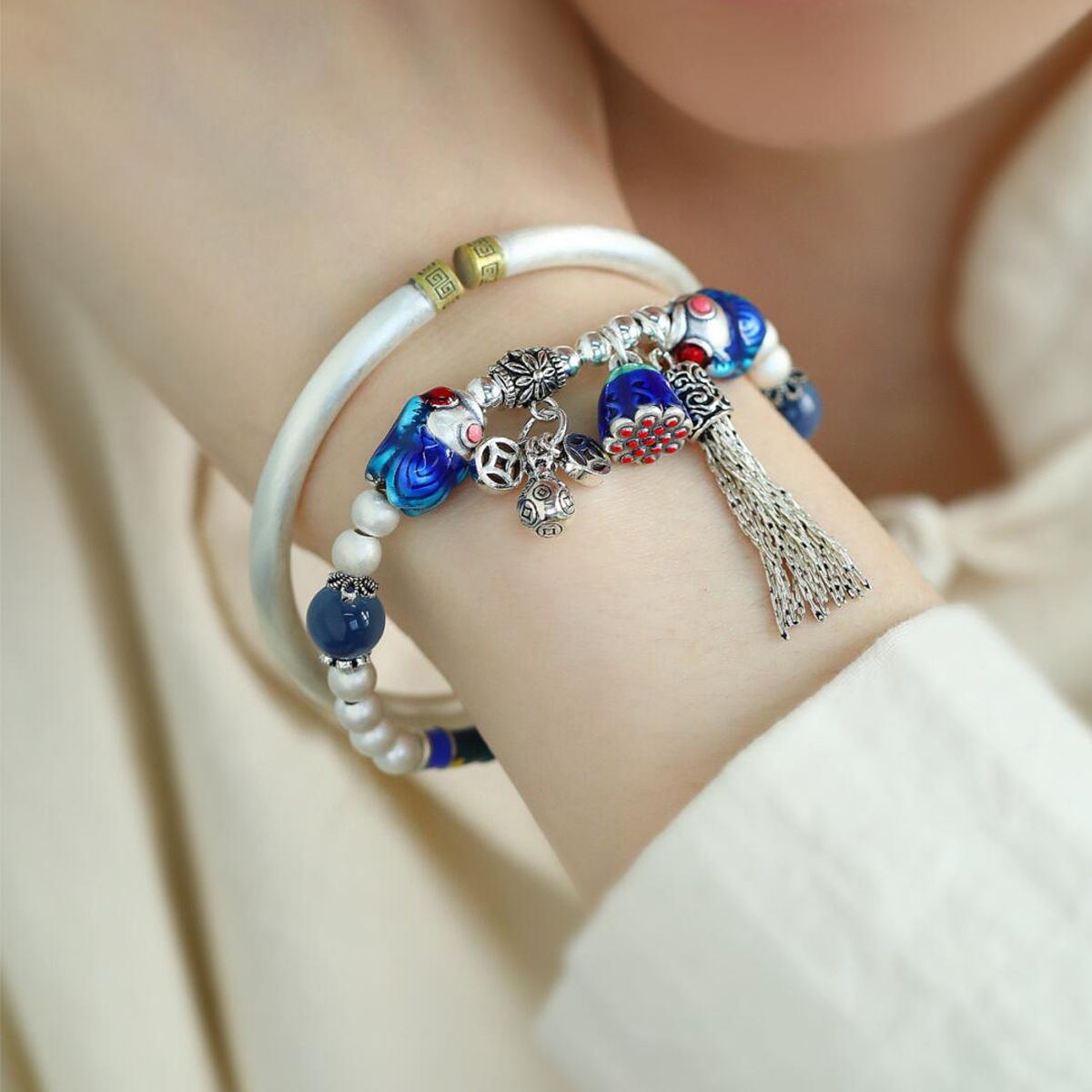 Sterling Silver Twin Fish Lotu - Ethnic Contemporary Fashion 리뷰 및 가격