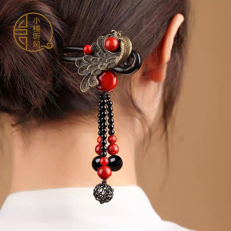 Ebony Wood Hairpin Tassel Step - Ethnic Contemporary Fashion 리뷰 및 가격