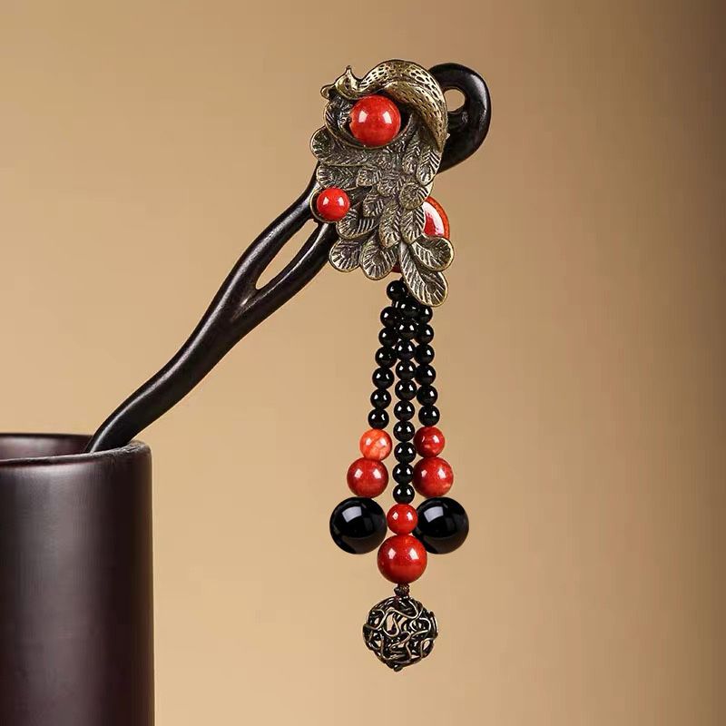 Ebony Wood Hairpin Tassel Step - Ethnic Contemporary Fashion 리뷰 및 가격