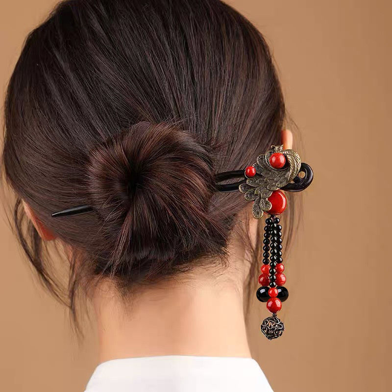 Ebony Wood Hairpin Tassel Step - Ethnic Contemporary Fashion 리뷰 및 가격