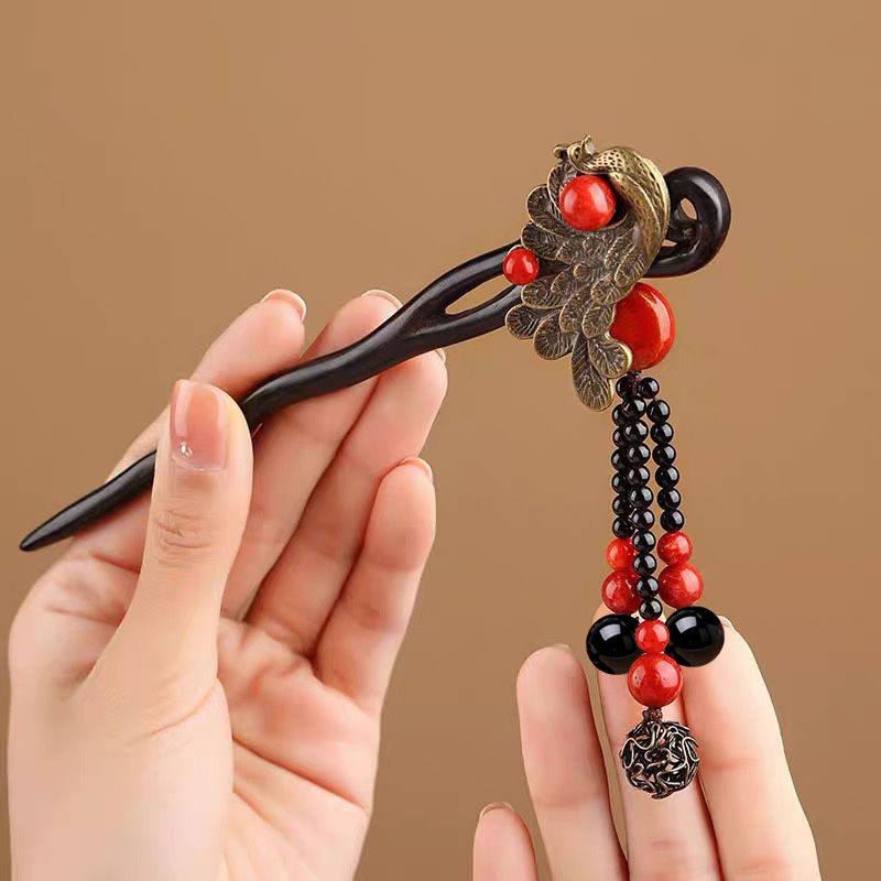 Ebony Wood Hairpin Tassel Step - Ethnic Contemporary Fashion 리뷰 및 가격