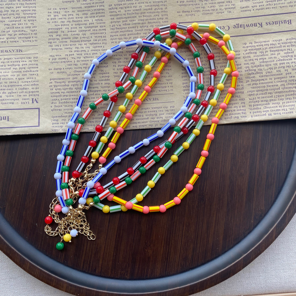 Fashion Colorful Beaded Neckla - Y2K Ethnic Fashion 리뷰 및 가격