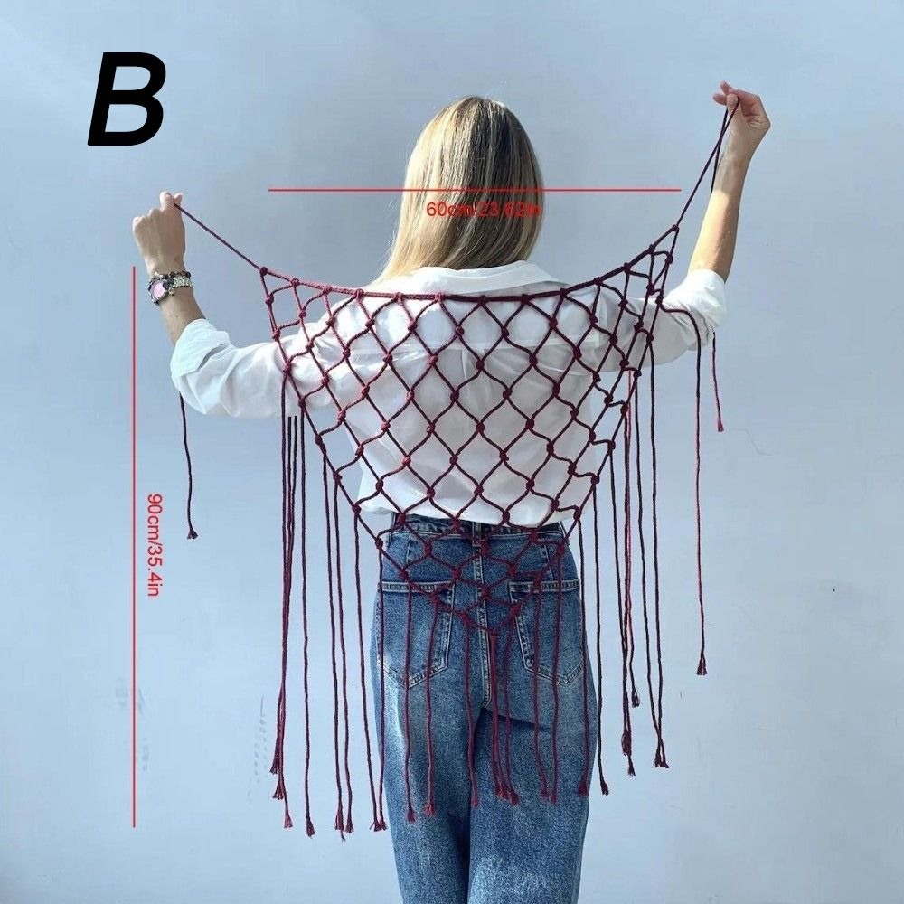 Bohemian Netted Fringe Scarf S - Ethnic Fashion Designer 리뷰 및 가격