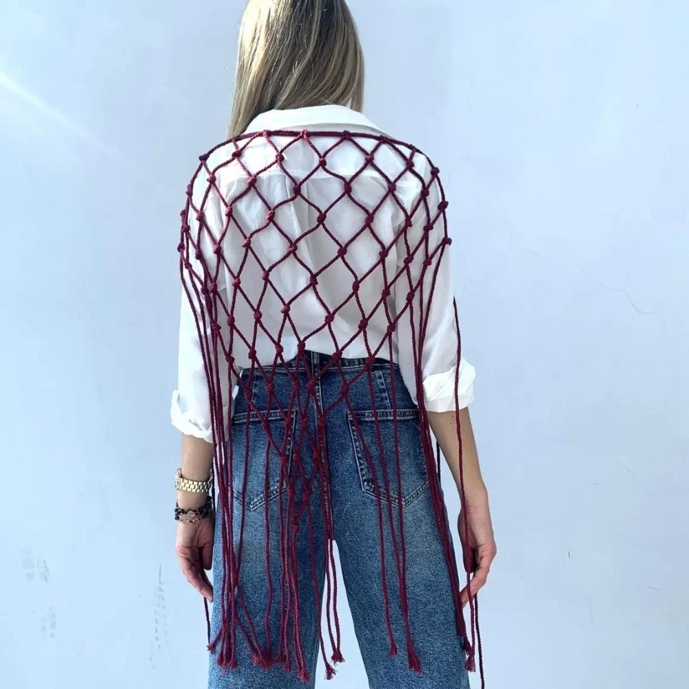 Bohemian Netted Fringe Scarf S - Ethnic Fashion Designer 리뷰 및 가격