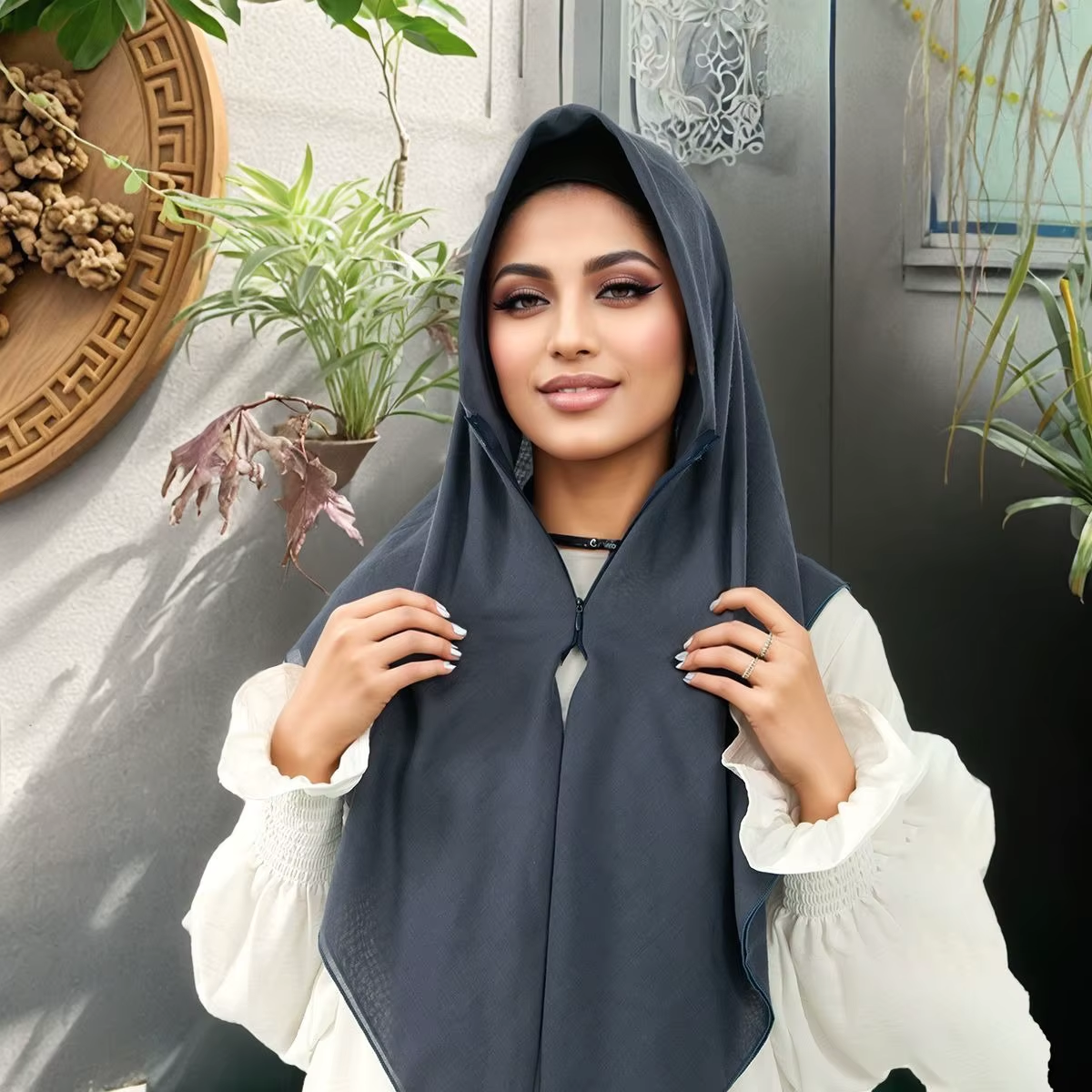 Zipper Design Muslim Hijab Sol - Ethnic Fashion Designer 리뷰 및 가격