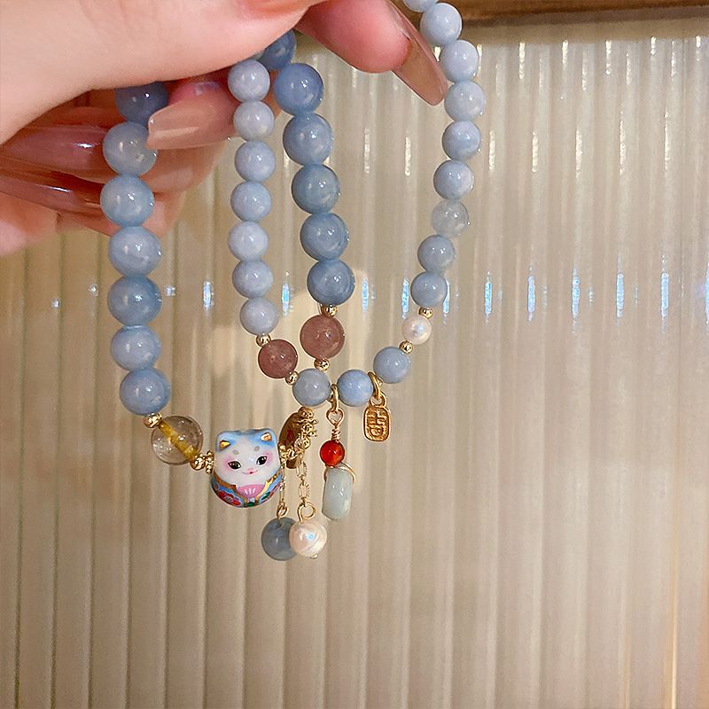 Lucky Cat Charm Blue Safety Lo - Ethnic Contemporary Fashion 리뷰 및 가격